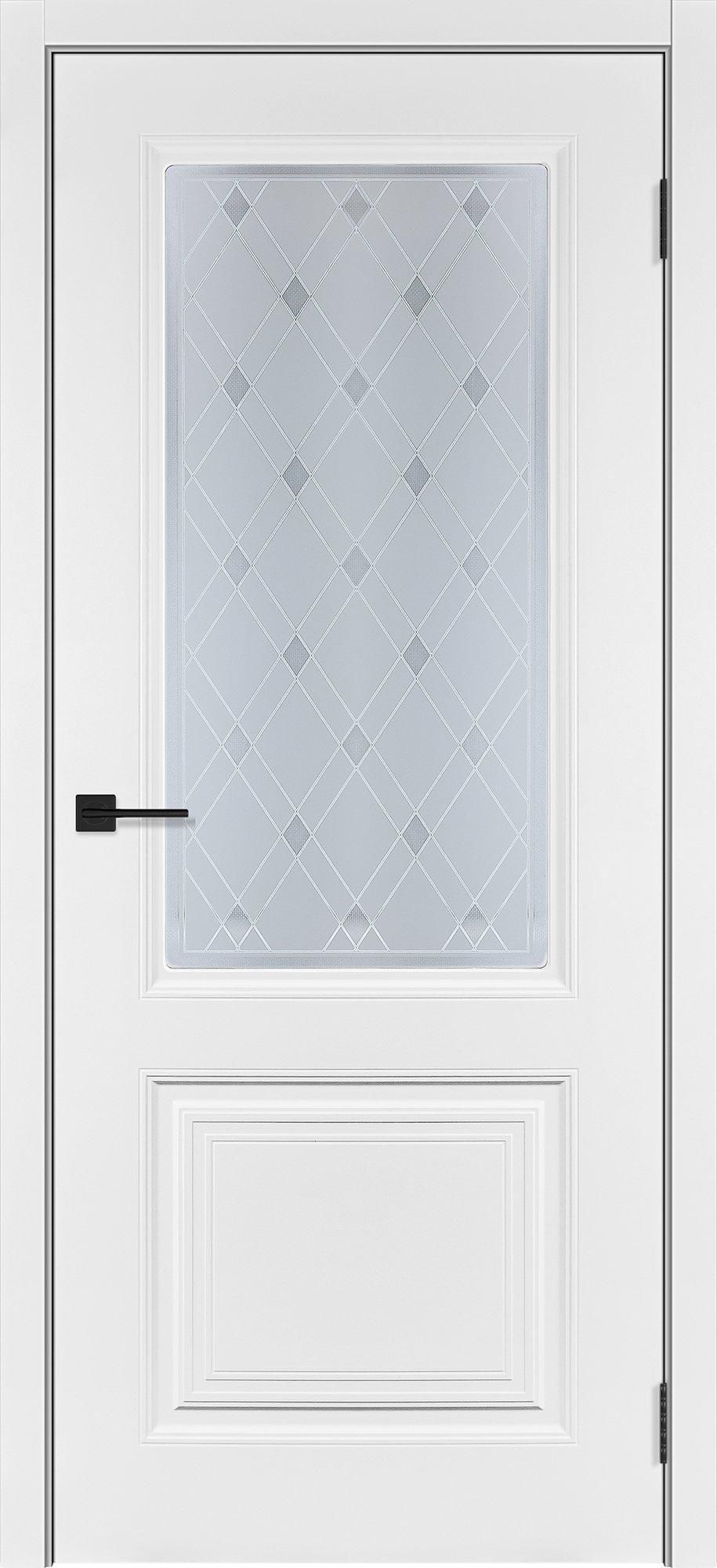 Межкомнатная дверь со стеклом CК-2, белый матовый винил
