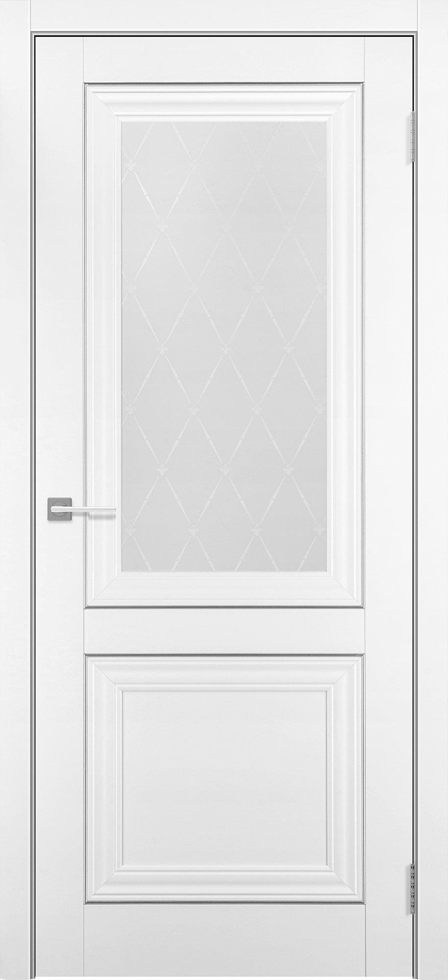 Межкомнатная дверь Гранд 8 со стеклом, покрытие Soft touch, белый бархат