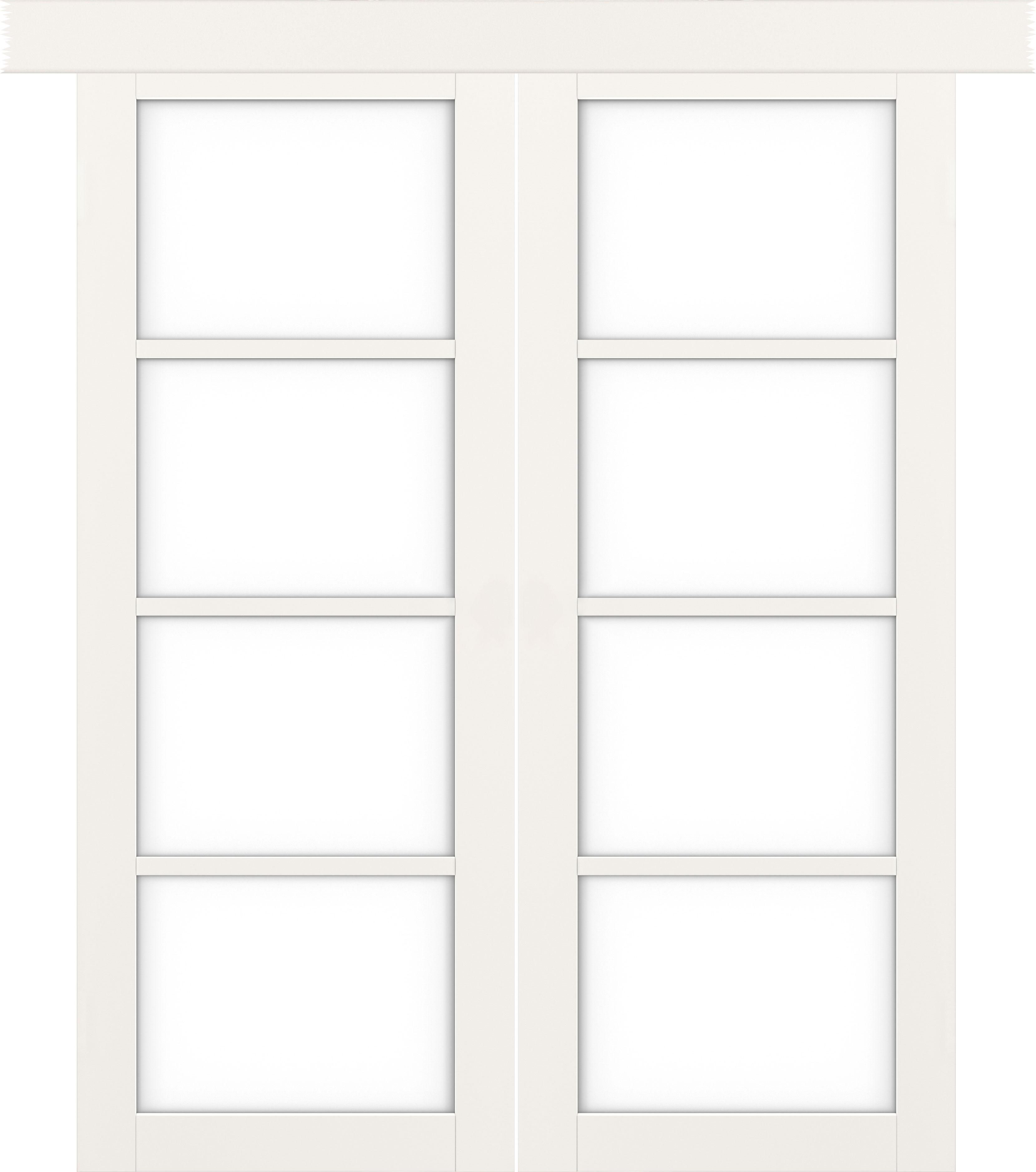 Двухстворчатая раздвижная дверь «Турин 540 бежевый со стеклом Лакобель белый»